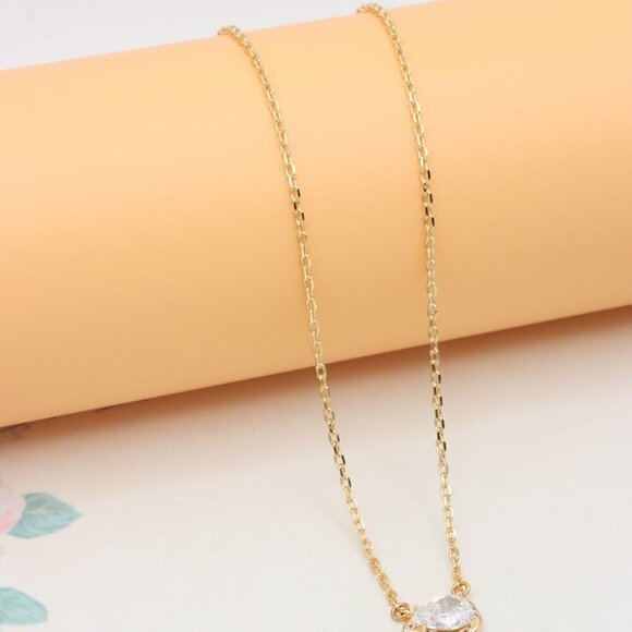 Elegant Rose Gold Necklace with Teardrop CZ Pendant, XPNL0407 - Picture 6 of 12